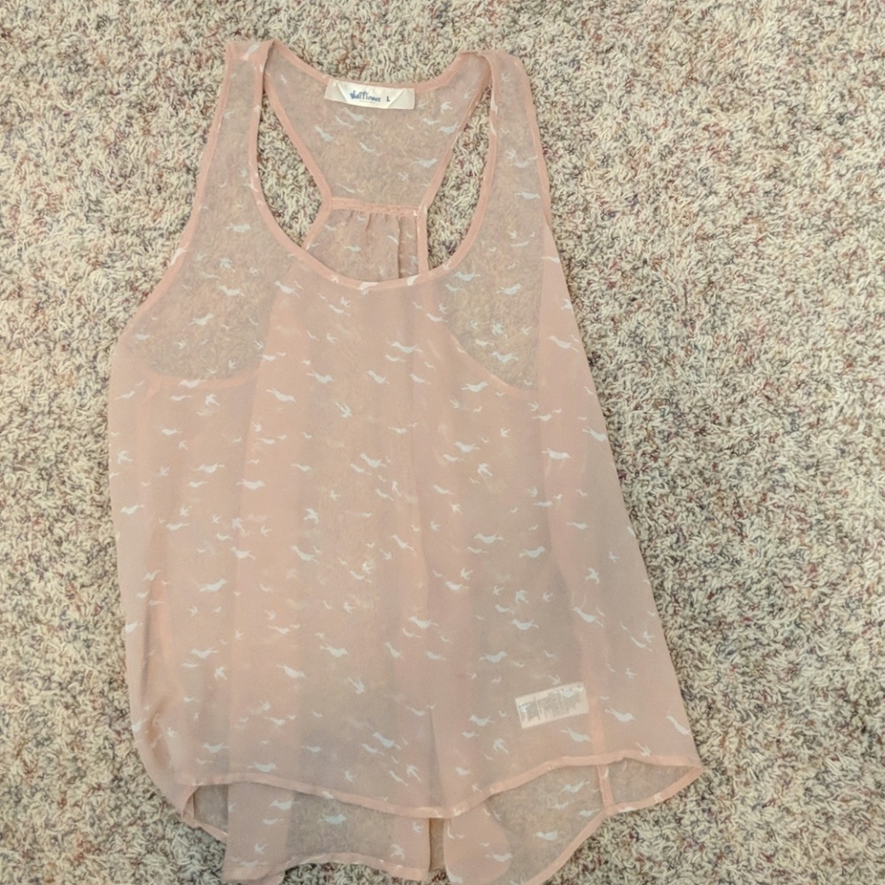 Sheer Nude Pink Tank Top